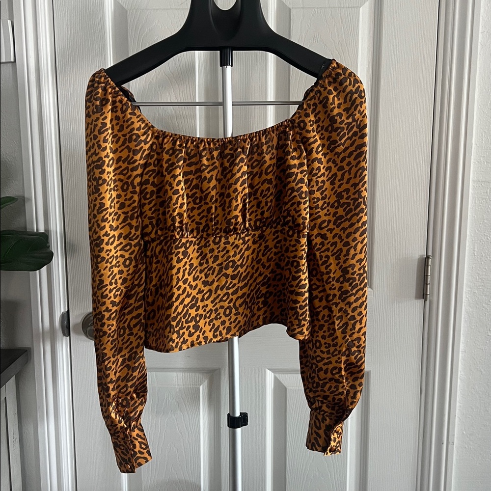 Lulus Burt orange leopard print top size S - Picture 5 of 12
